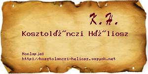 Kosztolánczi Héliosz névjegykártya
